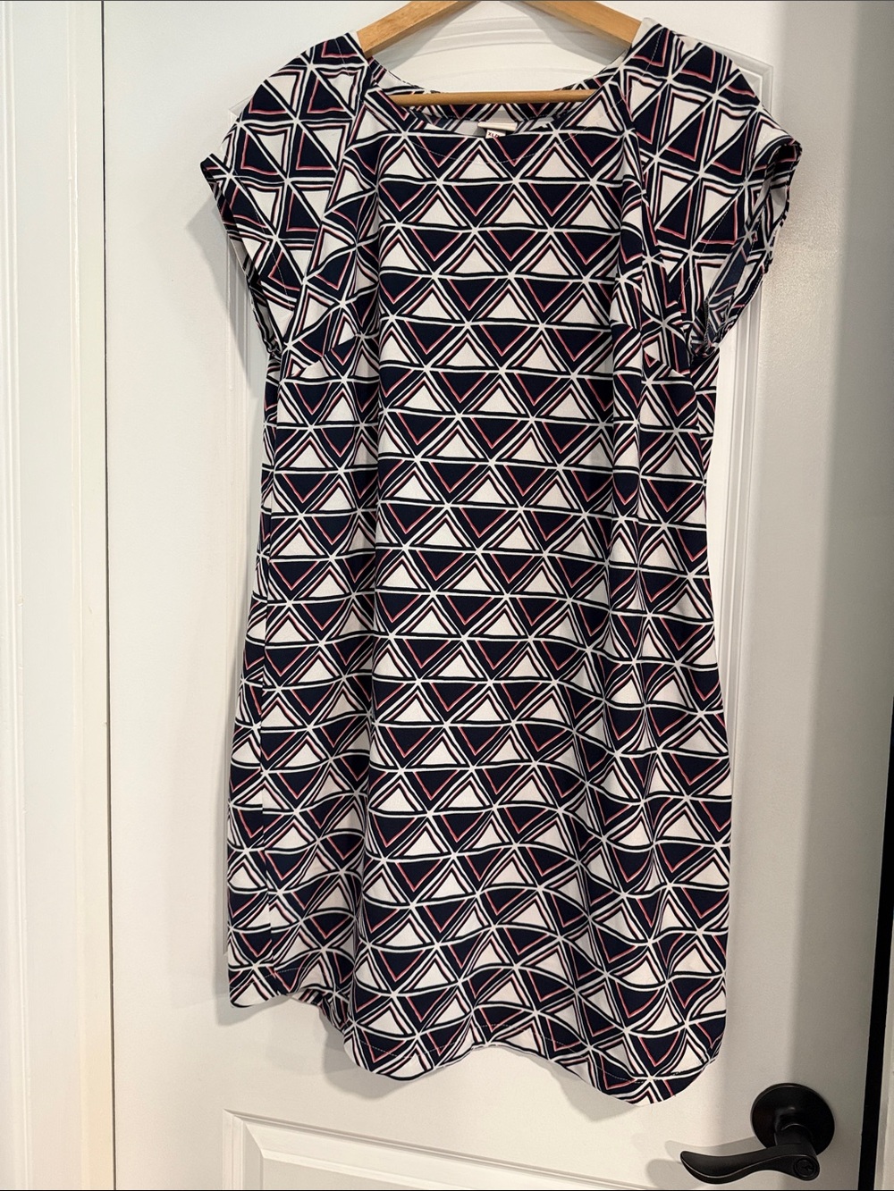 Merona Geometric Navy and White Cap-Sleeve Dress summer fun vacation